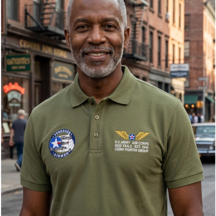 Officially Licensed Tuskegee Airmen Golf Shirt-olive