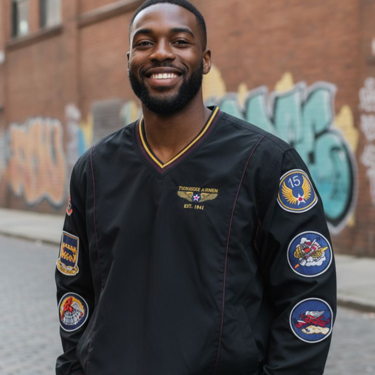 Officially Licensed Tuskegee Airmen Lightweight V-Neck (TPWBA/BLK)